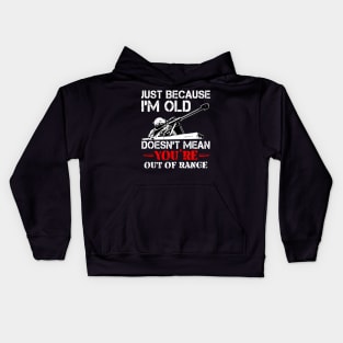 Just Because I'M Old Doesn'T Mean You'Re Out Of Range Kids Hoodie